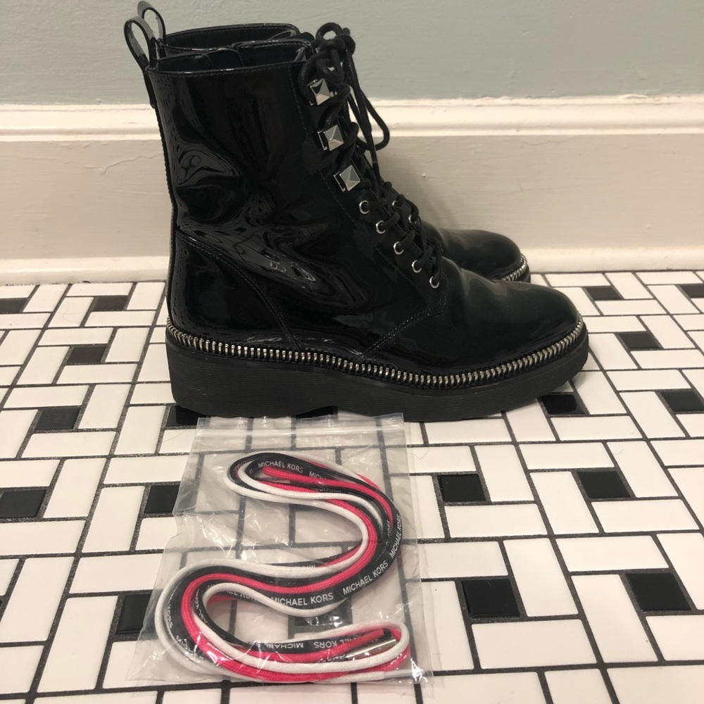 Michael Kors Patent Leather Combat Boots